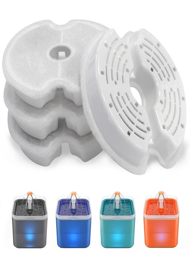 PewinGo Cat Water Fountain Filter 4 Pack, Multiple Filtration Pet Water Fountain Replacement Filter, Cat Fountain Filter 3 Triple Filtration System - Image 1